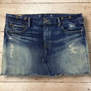 POLO RALPH LAUREN Vintage Patchwork‎ Distress Denim Jean Skirt Size 32